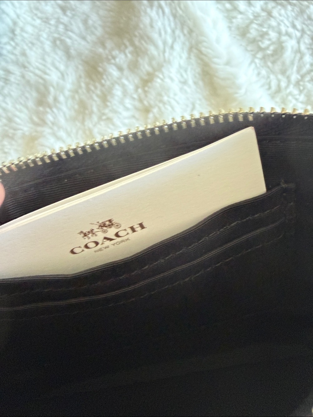 Coach Black Leather Wristlet with Shearling Trim - Picture 2 of 6